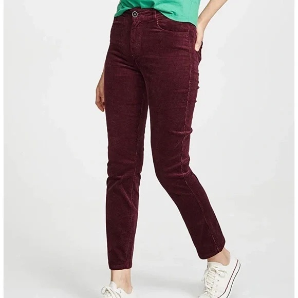 PAIGE Pants - PAIGE Hoxton Ankle Burgundy Red Corduroy Pants size 29